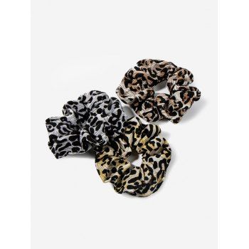 

3 Pcs Printed Leopard Scrunchie Set, Multicolor i