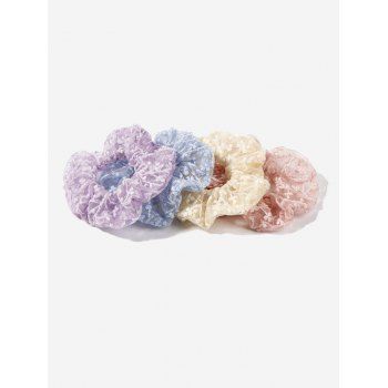 4 Pcs Mesh Flower Elastic Scrunchie Set