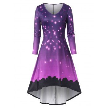 

Ombre Starry High Low Long Dress, Purple