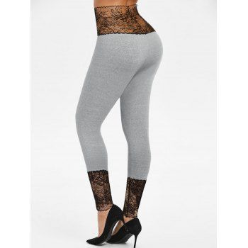 High Waist Lace Panel Skinny Leggings