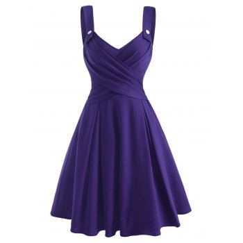 

Criss Cross Mock Button Sweetheart Dress, Concord