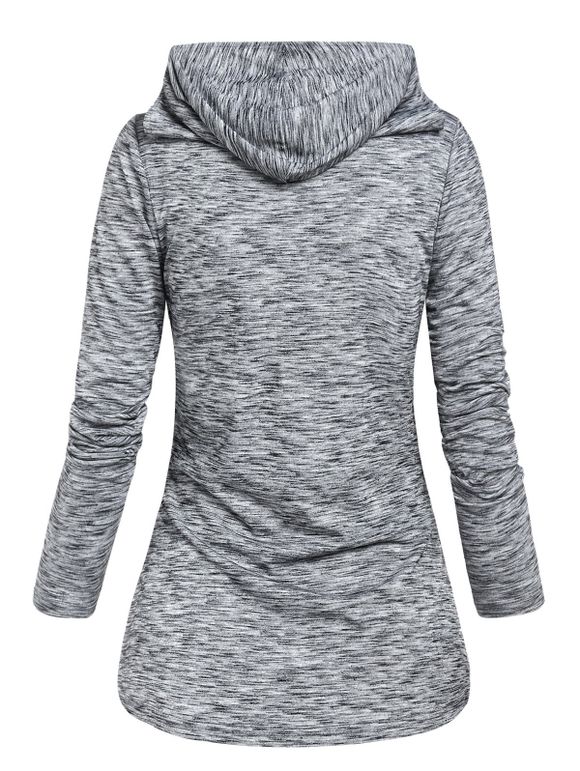 T-shirt à Capuche Panneau Enveloppé Long Superposé Teinté Imprimé - Gris Foncé XXXL