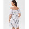 Polka Dot Off Shoulder Ruffle Tied Dress - WHITE L
