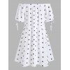 Polka Dot Off Shoulder Ruffle Tied Dress - WHITE XL