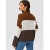 Drop Shoulder Colorblock Sweater - COFFEE M