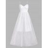 Croset Style Party Dress See Thru Tulle Mesh Overlay Midi Dress Spaghetti Strap Cupped Dress - WHITE XL