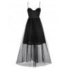 Mesh Overlay Bungee Strap Corset Style Cupped Dress - BLACK S
