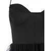 Robe de Soirée Mi-longue Découpée Superposée Stlyle Corset à Bretelle en Maille - Noir XL