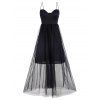 Mesh Overlay Bungee Strap Corset Style Cupped Dress - BLACK S
