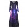 Starry Galaxy Long Sleeve Casual Maxi Dress - multicolor 2XL