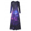 Starry Galaxy Long Sleeve Casual Maxi Dress - multicolor M
