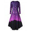 Ombre Starry High Low Long Dress - PURPLE XL