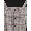 Vintage Ruched Off The Shoulder Tee and Crisscross Plaid Suspender Skirt Set - multicolor M