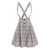 Vintage Ruched Off The Shoulder Tee and Crisscross Plaid Suspender Skirt Set - multicolor XXL