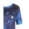 Starry Galaxy A Line Tee Dress - BLUE 2XL