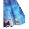 Starry Galaxy A Line Tee Dress - BLUE XL