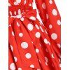 Polka Dots Allover Print Mini Dress Layered Smocked Waist Bowknot Surplice Dress Long Sleeve Vintage A Line Dress - RED S