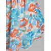 Plus Size Boho Lace Crochet Floral Print Tank Top - LIGHT BLUE 5X