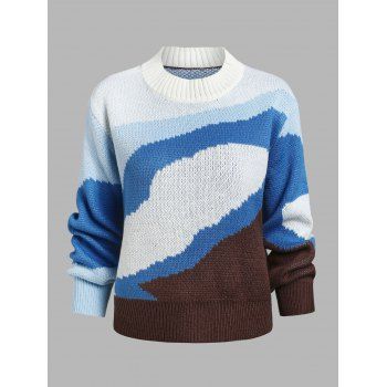 

Mock Neck Colorblock Psychedelic Sweater, Multicolor
