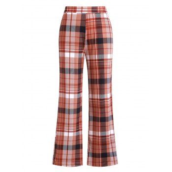 

Plaid High Waisted Wide Leg Pants, Red
