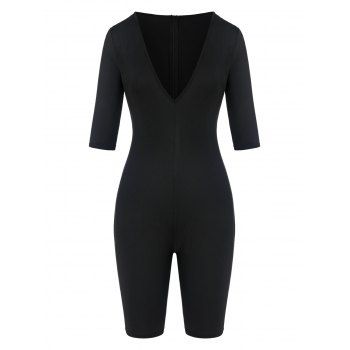 

Plunge Sports Unitard Romper, Black