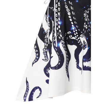 Summer Cute High Low Lace Up Octopus Print Mini Dress