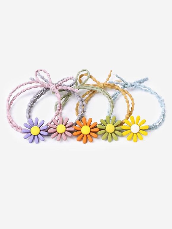 5 Pièces Ensemble de Bande de Cheveux Elastique Superposé Noué Marguerite - multicolor F 