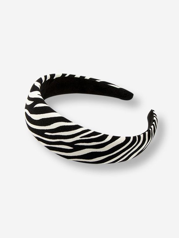 Bandeau Large à Imprimé Rayure Zébrée - Noir 