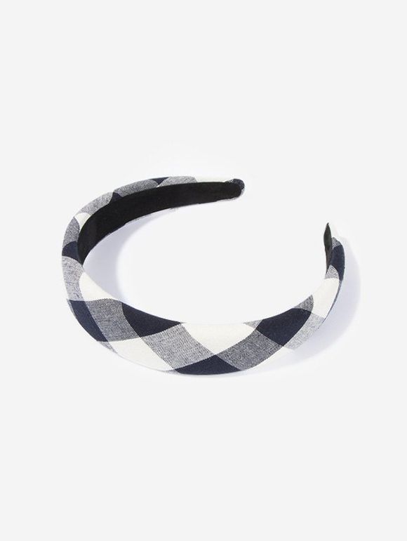 Bandeau Large Motif à Carreaux - Gris Foncé 