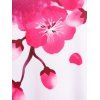 Plus Size Sakura Flower Blossom Print Swing Tee - RED 2X