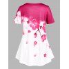T-shirt Trapèze à Imprimé Fleur de Sakura de Grande Taille - Rouge 5X