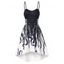 Summer Cute High Low Lace Up Octopus Print Mini Dress - BLACK S