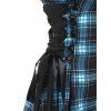 Plaid Lace Up Half Zipper Gothic Dress - BLUE L
