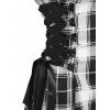 Plaid Lace Up Half Zipper Gothic Dress - BLACK M