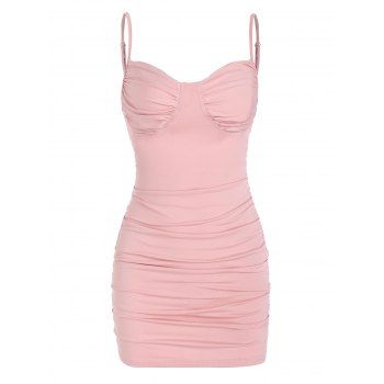 

Ruched Cami Mini Slinky Dress, Light pink