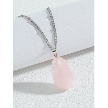 

Natural Stone Water Drop Charm Necklace, Light pink