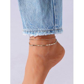 

2 Pcs Metal Chain Anklet Set, Golden