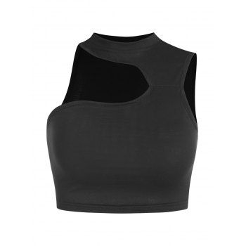 

Cut Out Crop Tank Top, Black
