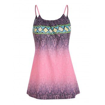 

Ombre Floral Print Drawstring Strap Cami Top, Light pink