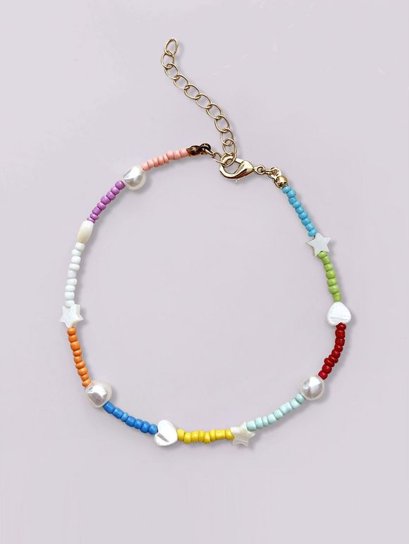 Bracelet de Cheville de Plage Etoile Coquille Cœur Perlé - multicolor A 