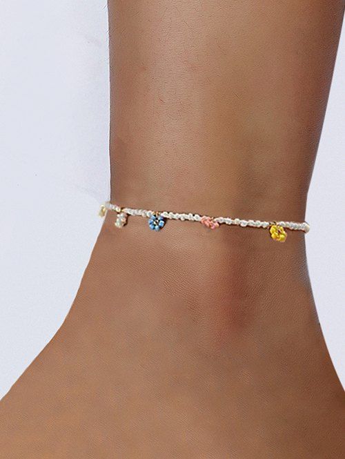 Bracelet de Cheville Fleuri Perlé - multicolor A 
