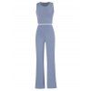 Mock Button Maxi Cardigan Pants Three Piece Set - LIGHT BLUE XL