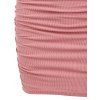 Knot Front Ruched Bodycon Dress - LIGHT PINK S