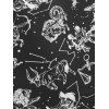 Constellation Animal Print Bodycon Dress Lace Panel Mini Dress Spaghetti Strap Slip Dress - BLACK M
