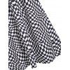 O Ring Strappy Checkerboard Print Tank Dress - BLACK L