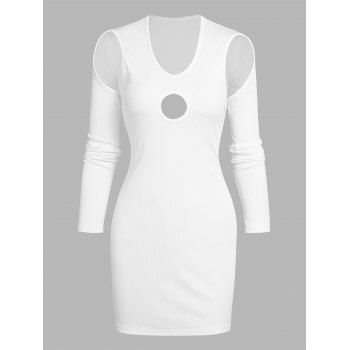 

Ribbed Underarm Cut Out Bodycon Dress, White