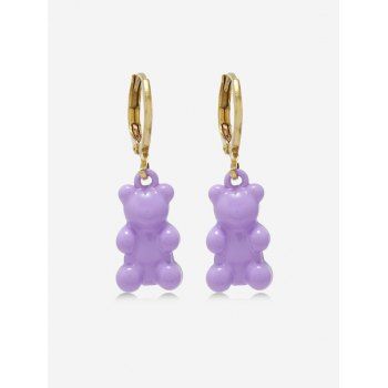 

Colored Bear Shape Charm Huggies Earrings, Mauve