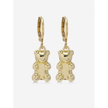 

Colored Bear Shape Charm Huggies Earrings, Golden