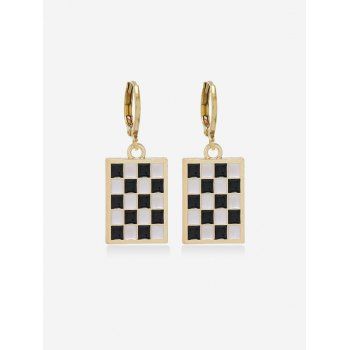 Checkerboard Pattern Drop Earrings