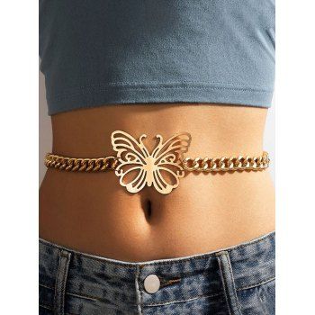 

Punk Hollow Butterfly Thick Statement Belly Chain, Golden